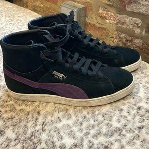 Puma Suede Hi top Sneaker Black/Purple 10.5